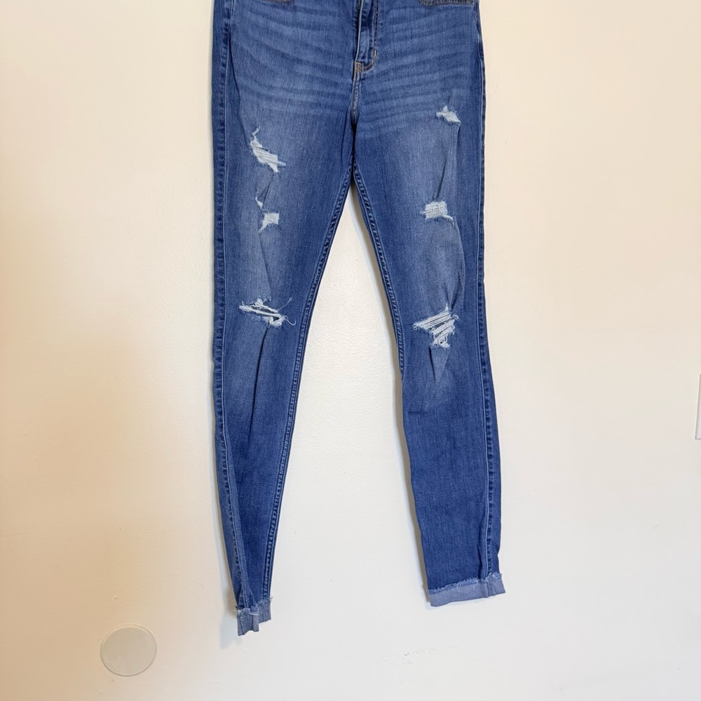 Hollister | Classic High-Rise Super Skinny Blue Ripped Jeans - Picture 2 of 8